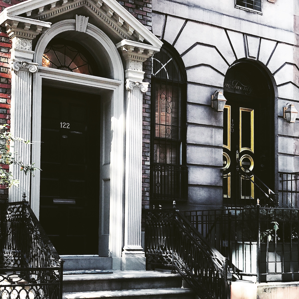 gold-black front door in Manhattan