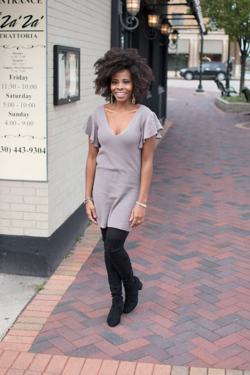 taupe sweater dress